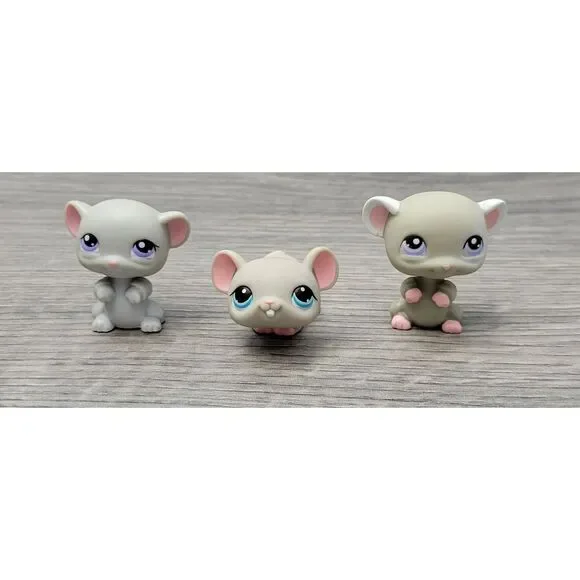 Hasbro Set of 3 Littlest Pet Shop Collectible Figurines Miscellaneous Mice - Picture 1 of 7